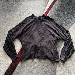 Stevie May Black Tie Back Metallic Embroidered Blouse